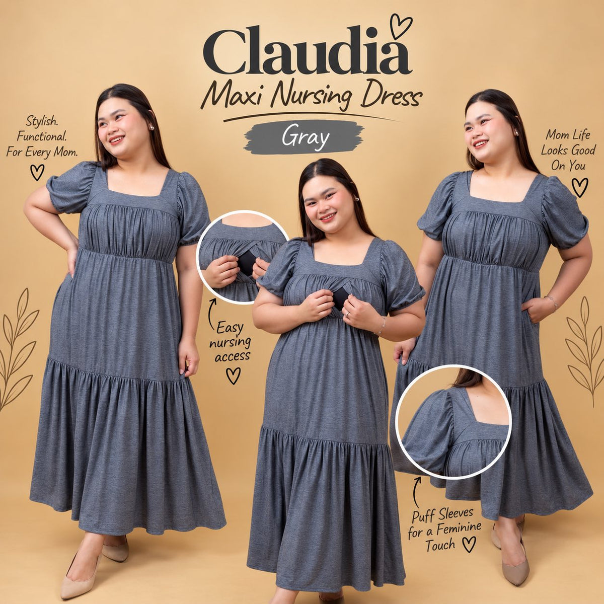 CLAUDIA MAXI NURSING DRESS